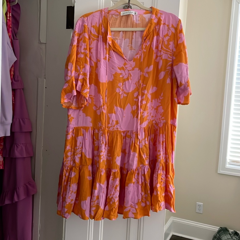 Orange and Pink floral Petal and Pup dress